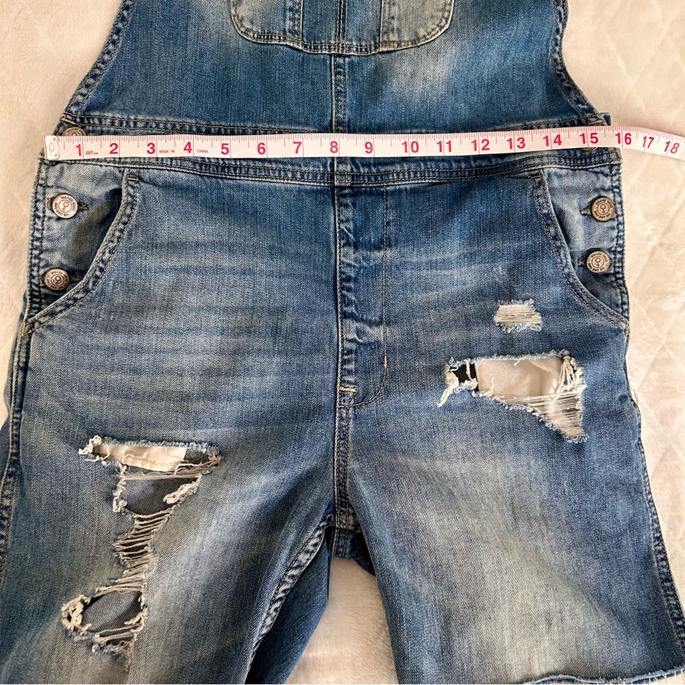 Insane Gene LA Jeans short overall Shortalls medium wash Distressed Size Medium - Picture 5 of 14